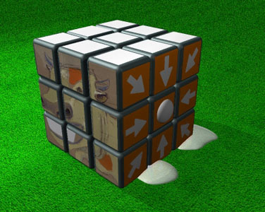 illustrazione in 3D, cubo mucca