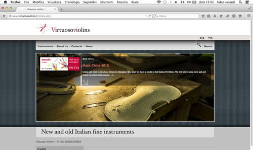 Sito web design di violini di prestigio Milano Como